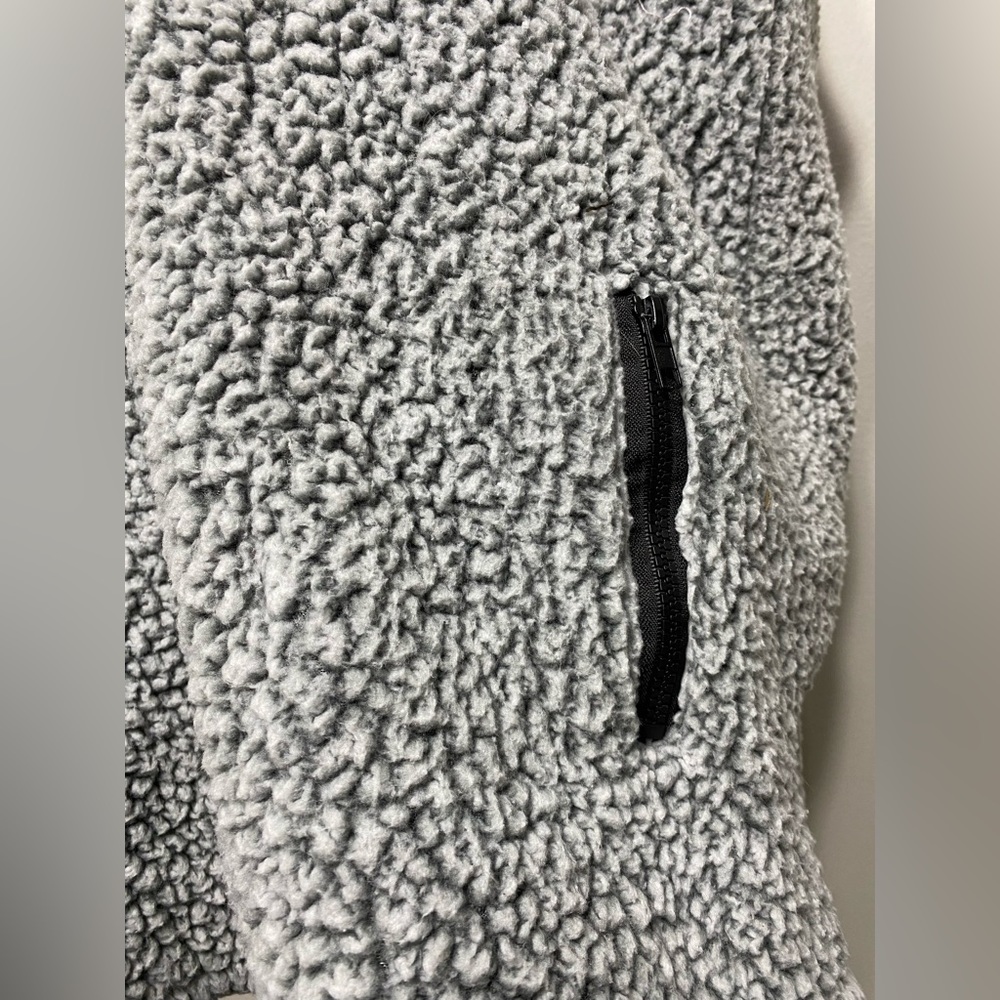 XX-Large Women’s Gray Black Thin Zip-Up Sherpa Vest w/ Two Front Pockets - Picture 5 of 6